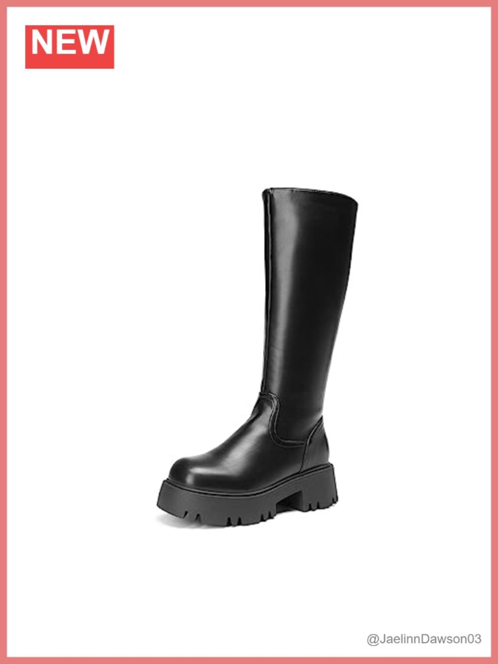 Faux Leather Knee High Platform Chunky Boots with Side Zipper - Women's 2.17"